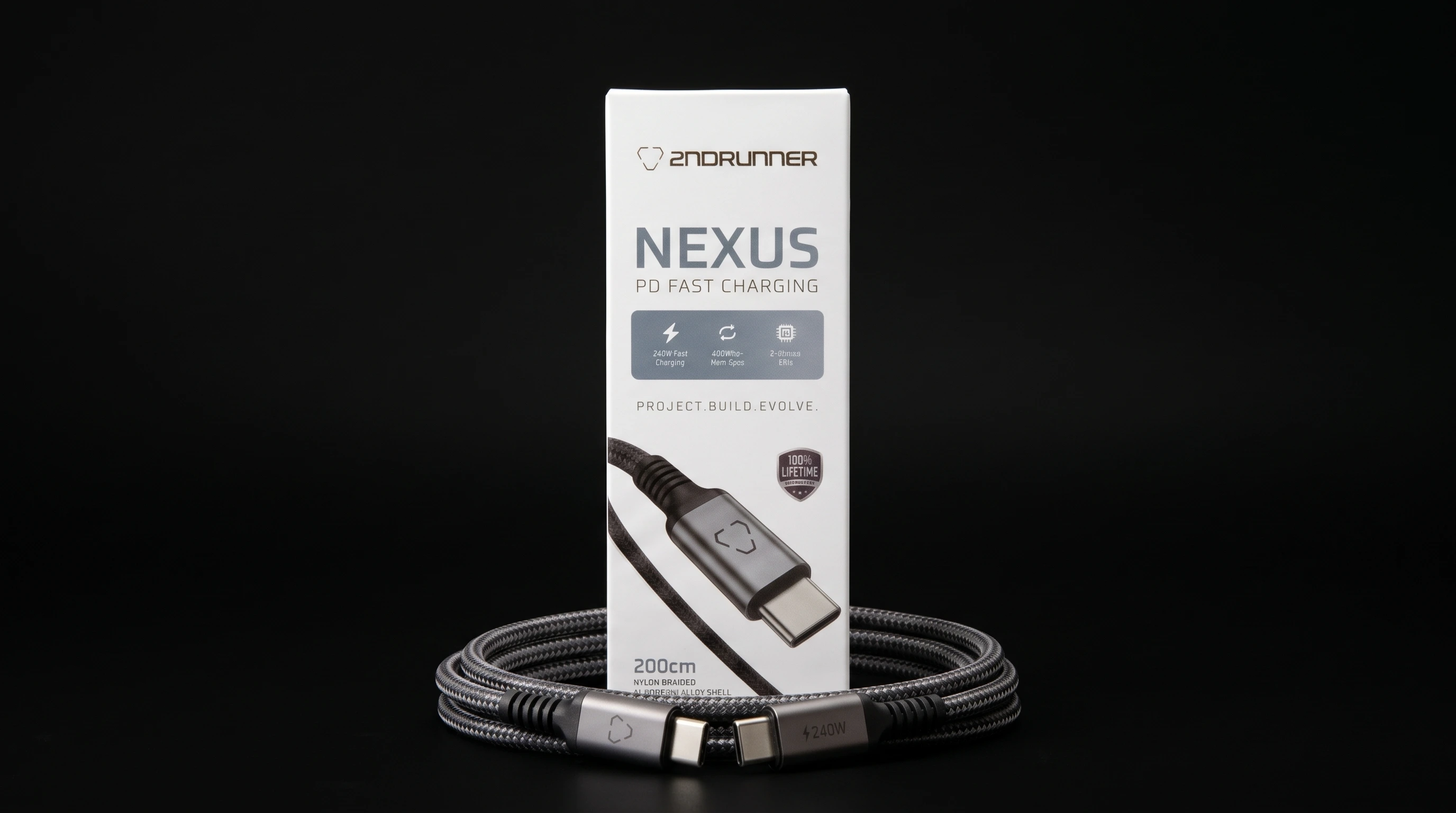 NEXUS 200 cm: confezione e cavo USB-C intrecciato